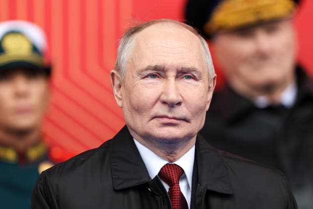 RUSSIA, MOSCOW - MAY 9, 2026: Vladimir Putin, President of Russia, attends a military parade in Red Square on Victory Day to mark 81 years since the victory of the Soviet Union over Nazi Germany in the Great Patriotic War, Eastern Front of World War II. Alexander Shcherbak TASS  92219555