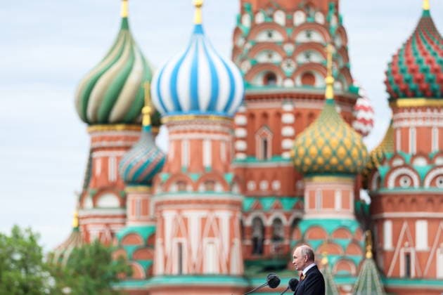 RUSSIA, MOSCOW - MAY 9, 2026: Vladimir Putin, President of Russia, speaks during a military parade in Red Square on Victory Day to mark 81 years since the victory of the Soviet Union over Nazi Germany in the Great Patriotic War, Eastern Front of World War II. Alexander Shcherbak TASS  92219610
