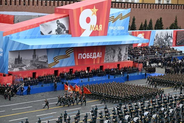 Russia WWII Victory Day Parade 9160645 09.05.2026 Russian servicemen march in columns during a military parade on Victory Day, marking the 81st anniversary of the victory over Nazi Germany in World War Two, in Red Square, in Moscow, Russia. Kristina Solovyova Sputnik Moscow Russia  Copyright: xKristinaxSolovyovax