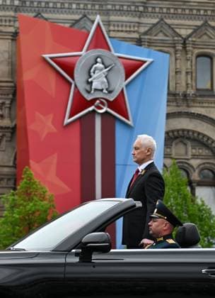 Russia WWII Victory Day Parade 9160650 09.05.2026 Russian Defence Minister Andrei Belousov takes part in a military parade on Victory Day, marking the 81st anniversary of the victory over Nazi Germany in World War Two, in Red Square, in Moscow, Russia. Yuri Kochetkov Sputnik Moscow Russia  Copyright: xYurixKochetkovx