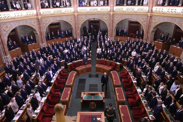 Lawmakers attend the inaugural session of the Hungarian Parliament BUDAPEST, HUNGARY - MAY 9: Peter Magyar arrives to the parliament as lawmakers get ready to attend the inaugural session of the Hungarian Parliament, where Peter Magyar is set to be elected as the country’s new prime minister, in Budapest, Hungary on 9 May 2026. Magyar Peter’s center-right Tisza party secured a decisive victory in the April 12 elections, winning 141 of the 199 parliamentary seats. Robert Nemeti Anadolu Budapest Hungary. Editorial use only. Please get in touch for any other usage.  Copyright: x2026xAnadoluxRobertxNemetix