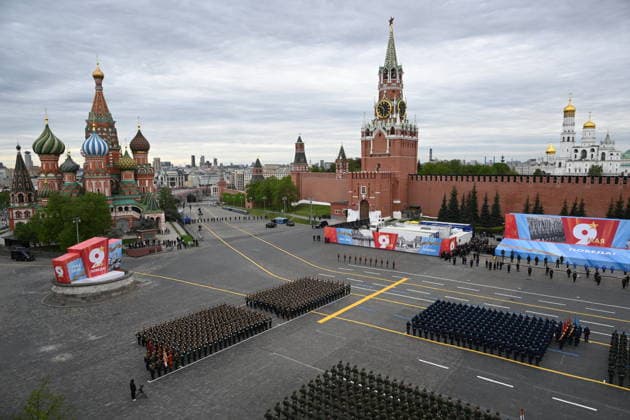 Russia WWII Victory Day Parade 9160704 09.05.2026 Russian servicemen stand in formation during a military parade on Victory Day, marking the 81st anniversary of the victory over Nazi Germany in World War Two, in Red Square, in Moscow, Russia. Kristina Solovyova Sputnik Moscow Russia  Copyright: xKristinaxSolovyovax