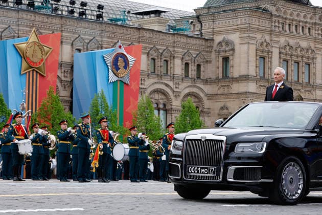 Russia WWII Victory Day Parade 9160742 09.05.2026 Russian Defence Minister Andrei Belousov takes part in a military parade on Victory Day, marking the 81st anniversary of the victory over Nazi Germany in World War Two, in Red Square, in Moscow, Russia. Dmitry Astakhov Sputnik Moscow Russia  Copyright: xDmitryxAstakhovx