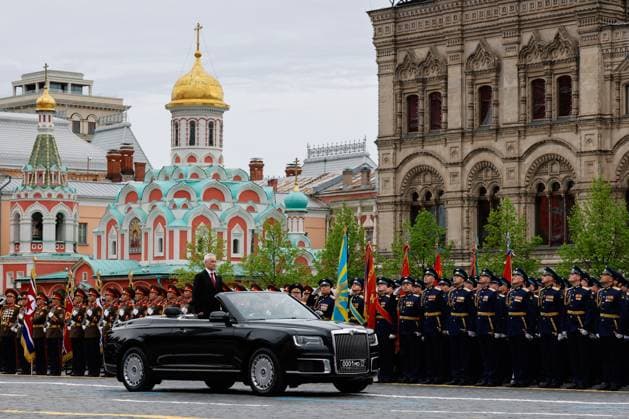 Russia WWII Victory Day Parade 9160754 09.05.2026 Russian Defence Minister Andrei Belousov takes part in a military parade on Victory Day, marking the 81st anniversary of the victory over Nazi Germany in World War Two, in Red Square, in Moscow, Russia. Dmitry Astakhov Sputnik Moscow Russia  Copyright: xDmitryxAstakhovx