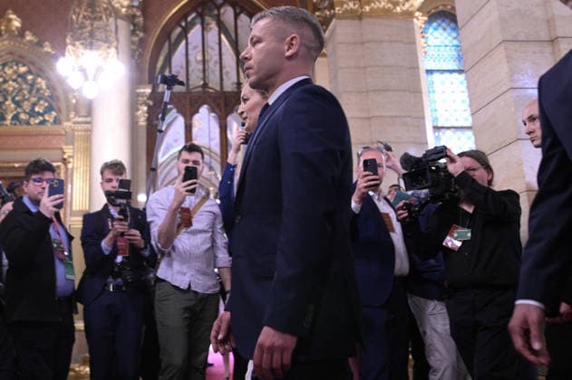 Lawmakers attend the inaugural session of the Hungarian Parliament BUDAPEST, HUNGARY - MAY 9: Peter Magyar and his party members arrive to the parliament as lawmakers get ready to attend the inaugural session of the Hungarian Parliament, where Peter Magyar is set to be elected as the country s new prime minister, in Budapest, Hungary on 9 May 2026. Magyar Peter s center-right Tisza party secured a decisive victory in the April 12 elections, winning 141 of the 199 parliamentary seats. Robert Nemeti Anadolu Budapest Hungary. Editorial use only. Please get in touch for any other usage.  Copyright: x2026xAnadoluxRobertxNemetix