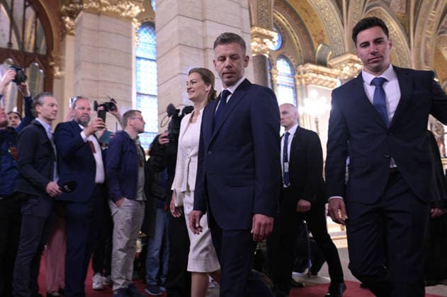 Lawmakers attend the inaugural session of the Hungarian Parliament BUDAPEST, HUNGARY - MAY 9: Peter Magyar and his party members arrive to the parliament as lawmakers get ready to attend the inaugural session of the Hungarian Parliament, where Peter Magyar is set to be elected as the country s new prime minister, in Budapest, Hungary on 9 May 2026. Magyar Peter s center-right Tisza party secured a decisive victory in the April 12 elections, winning 141 of the 199 parliamentary seats. Robert Nemeti Anadolu Budapest Hungary. Editorial use only. Please get in touch for any other usage.  Copyright: x2026xAnadoluxRobertxNemetix