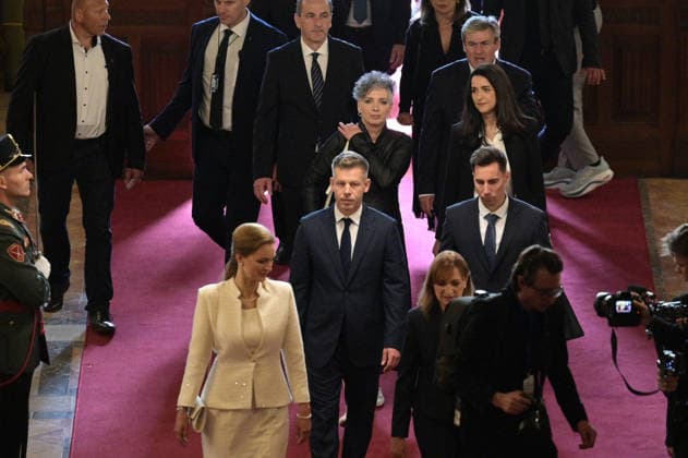 Lawmakers attend the inaugural session of the Hungarian Parliament BUDAPEST, HUNGARY - MAY 9: Peter Magyar and his party members arrive to the parliament as lawmakers get ready to attend the inaugural session of the Hungarian Parliament, where Peter Magyar is set to be elected as the country s new prime minister, in Budapest, Hungary on 9 May 2026. Magyar Peter s center-right Tisza party secured a decisive victory in the April 12 elections, winning 141 of the 199 parliamentary seats. Robert Nemeti Anadolu Budapest Hungary. Editorial use only. Please get in touch for any other usage.  Copyright: x2026xAnadoluxRobertxNemetix