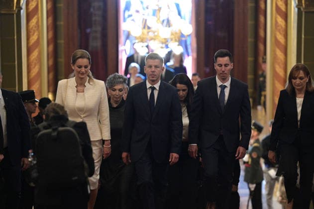 Lawmakers attend the inaugural session of the Hungarian Parliament BUDAPEST, HUNGARY - MAY 9: Peter Magyar and his party members arrive to the parliament as lawmakers get ready to attend the inaugural session of the Hungarian Parliament, where Peter Magyar is set to be elected as the country s new prime minister, in Budapest, Hungary on 9 May 2026. Magyar Peter s center-right Tisza party secured a decisive victory in the April 12 elections, winning 141 of the 199 parliamentary seats. Robert Nemeti Anadolu Budapest Hungary. Editorial use only. Please get in touch for any other usage.  Copyright: x2026xAnadoluxRobertxNemetix