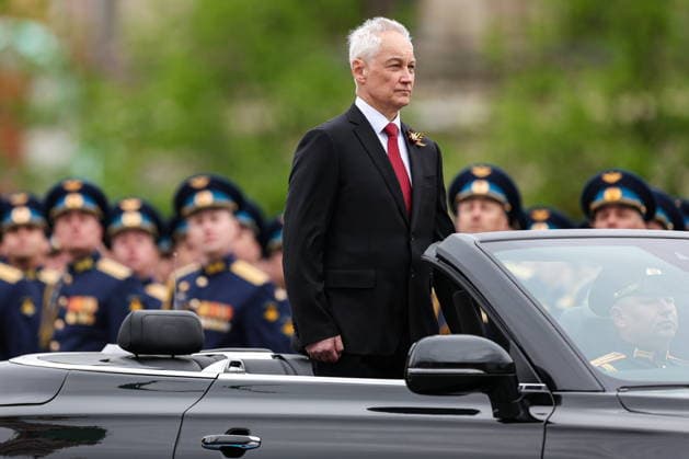 RUSSIA, MOSCOW - MAY 9, 2026: Andrei Belousov, Defence Minister of Russia, takes part in a military parade in Red Square on Victory Day to mark 81 years since the victory of the Soviet Union over Nazi Germany in the Great Patriotic War, Eastern Front of World War II. Alexander Shcherbak TASS  92221000