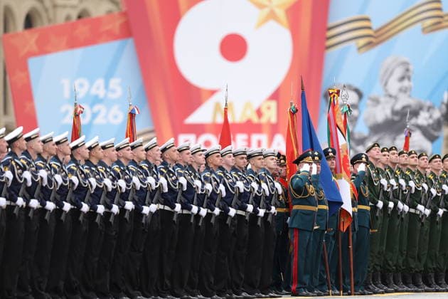 RUSSIA, MOSCOW - MAY 9, 2026: Servicemen line up for a military parade in Red Square on Victory Day to mark 81 years since the victory of the Soviet Union over Nazi Germany in the Great Patriotic War, Eastern Front of World War II. Alexander Shcherbak TASS  92220391