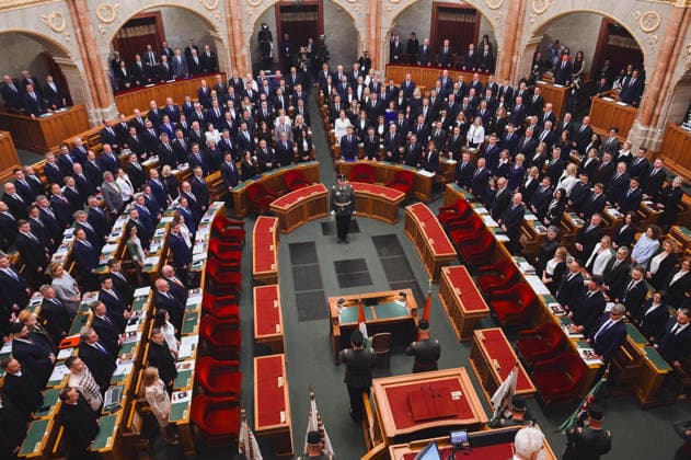 Lawmakers attend the inaugural session of the Hungarian Parliament BUDAPEST, HUNGARY - MAY 9: Lawmakers sit inside the parliament as they attend the inaugural session of the Hungarian Parliament, where Peter Magyar is set to be elected as the country’s new prime minister, in Budapest, Hungary on 9 May 2026. Magyar Peter’s center-right Tisza party secured a decisive victory in the April 12 elections, winning 141 of the 199 parliamentary seats. Robert Nemeti Anadolu Budapest Hungary. Editorial use only. Please get in touch for any other usage.  Copyright: x2026xAnadoluxRobertxNemetix