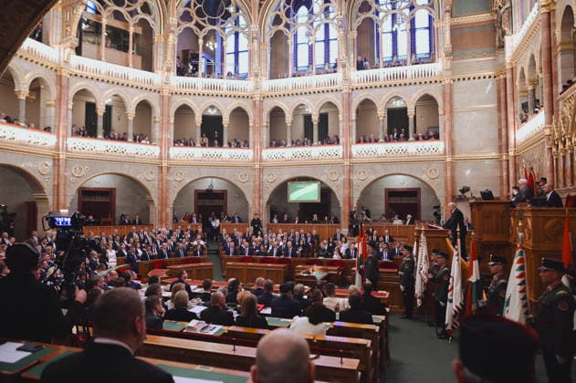 Lawmakers attend the inaugural session of the Hungarian Parliament BUDAPEST, HUNGARY - MAY 9: Lawmakers sit inside the parliament as they attend the inaugural session of the Hungarian Parliament, where Peter Magyar is set to be elected as the country’s new prime minister, in Budapest, Hungary on 9 May 2026. Magyar Peter’s center-right Tisza party secured a decisive victory in the April 12 elections, winning 141 of the 199 parliamentary seats. Robert Nemeti Anadolu Budapest Hungary. Editorial use only. Please get in touch for any other usage.  Copyright: x2026xAnadoluxRobertxNemetix