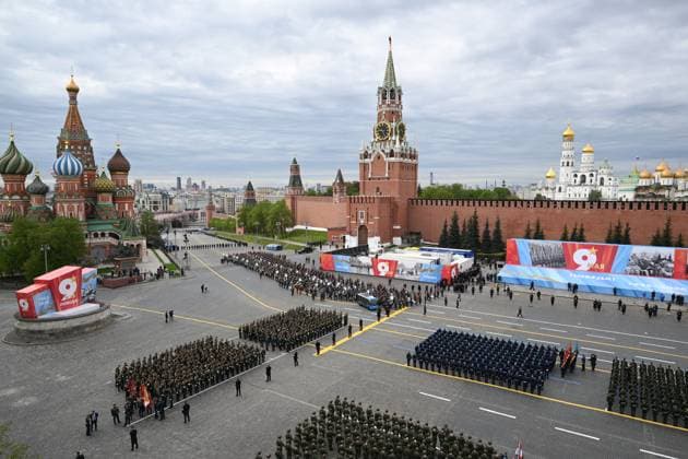 Russia WWII Victory Day Parade 9160973 09.05.2026 Russian servicemen take part in a military parade on Victory Day, marking the 81st anniversary of the victory over Nazi Germany in World War Two, in Red Square, in Moscow, Russia. Kristina Solovyova Sputnik Moscow Russia  Copyright: xKristinaxSolovyovax