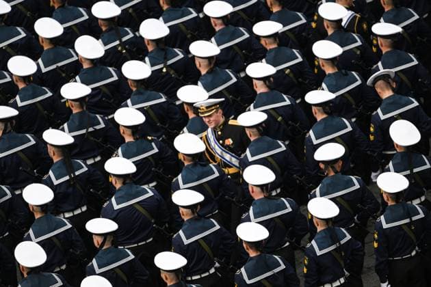 Russia WWII Victory Day Parade 9160982 09.05.2026 Russian servicemen stand in formation before a military parade on Victory Day, marking the 81st anniversary of the victory over Nazi Germany in World War Two, in Red Square, in Moscow, Russia. Kristina Solovyova Sputnik Moscow Russia  Copyright: xKristinaxSolovyovax