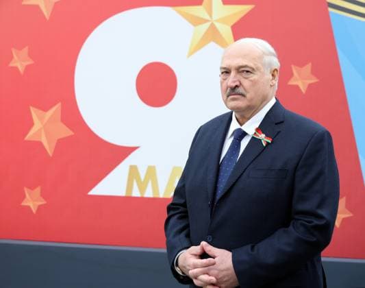 Russia WWII Victory Day Wreath Laying 9160939 09.05.2026 Belarusian President Alexander Lukashenko attends a wreath-laying ceremony at the Tomb of the Unknown Soldier by the Kremlin wall on the Victory Day, marking the 81st anniversary of the victory over Nazi Germany in World War Two, in Moscow, Russia. Valeriy Sharifulin Sputnik Moscow Russia  Copyright: xValeriyxSharifulinx