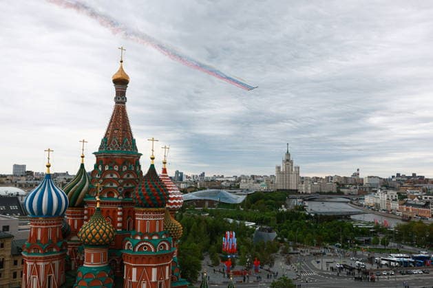 RUSSIA, MOSCOW - MAY 9, 2026: An air show over Red Square takes place on Victory Day to mark 81 years since the victory of the Soviet Union over Nazi Germany in the Great Patriotic War, Eastern Front of World War II. Vladimir Smirnov TASS  92222758