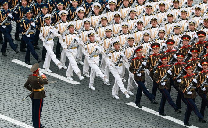 RUSSIA, MOSCOW - MAY 9, 2026: Servicemen with the Korean People s Army march in formation during a military parade in Red Square on Victory Day to mark 81 years since the victory of the Soviet Union over Nazi Germany in the Great Patriotic War, Eastern Front of World War II. Vladimir Smirnov TASS  92221038