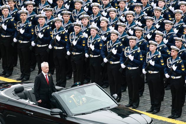 RUSSIA, MOSCOW - MAY 9, 2026: Andrei Belousov, Defence Minister of Russia, takes part in a military parade in Red Square on Victory Day to mark 81 years since the victory of the Soviet Union over Nazi Germany in the Great Patriotic War, Eastern Front of World War II. Vladimir Smirnov TASS  92222791