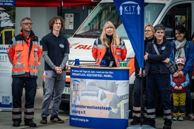 Emergency services of the Leipzig Fire Brigade during Florian Day 2026 in Leipzig The event was held in the wake of the rampage on 4 May At the beginning of the program, firefighters, rescue workers and visitors commemorated the victims with a minutes silence Florian Day