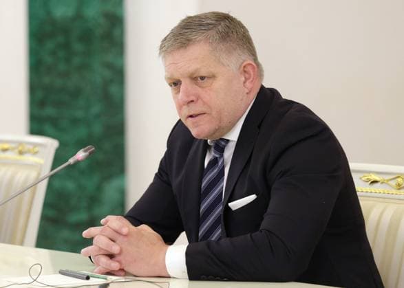 Russia Putin Foreign Delegations 9161162 09.05.2026 Slovak Prime Minister Robert Fico attends a meeting with Russian President Vladimir Putin at the Kremlin in Moscow, Russia. Gavriil Grigorov Sputnik Moscow Russia  Copyright: xGavriilxGrigorovx