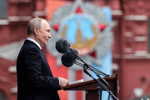 RUSSIA, MOSCOW - MAY 9, 2026: Vladimir Putin, President of Russia, speaks during a military parade in Red Square on Victory Day to mark 81 years since the victory of the Soviet Union over Nazi Germany in the Great Patriotic War, Eastern Front of World War II Moscow Russia  - ZUMAt113 20260509_zaa_t113_704 Copyright: xAlexanderxKazakovx