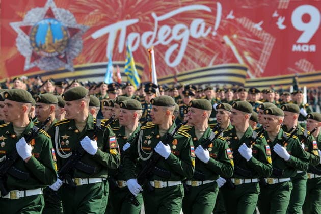 RUSSIA, ST PETERSBURG - MAY 9, 2026: Servicemen of A.F. Mozhaisky Military-Space Academy during a Victory Day military parade marking the 81st anniversary of the Victory in the 1941-1945 Great Patriotic War (the Eastern Front of World War II). Valentin Yegorshin TASS  92220412