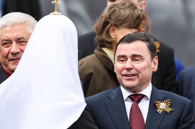 RUSSIA, MOSCOW - MAY 9, 2026: Dmitry Mironov, Aide to the President of Russia, Interior Minister Vladimir Kolokoltsev (R-L back), and Patriarch Kirill of Moscow and All Russia attend a military parade in Red Square on Victory Day to mark 81 years since the victory of the Soviet Union over Nazi Germany in the Great Patriotic War, Eastern Front of World War II Moscow Russia  - ZUMAt113 20260509_zaa_t113_955 Copyright: xAlexanderxShcherbakx