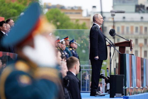 RUSSIA, MOSCOW - MAY 9, 2026: Vladimir Putin, President of Russia, speaks during a military parade in Red Square on Victory Day to mark 81 years since the victory of the Soviet Union over Nazi Germany in the Great Patriotic War, Eastern Front of World War II Moscow Russia  - ZUMAt113 20260509_zaa_t113_961 Copyright: xVadimxSavitskyx