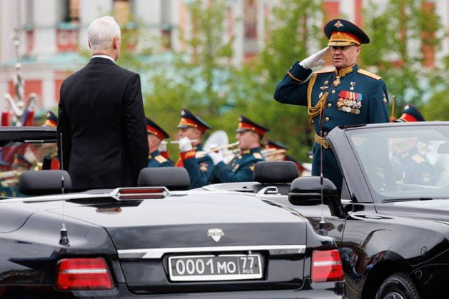 RUSSIA, MOSCOW - MAY 9, 2026: Col Gen Andrei Mordvichev (R), Commander-in-Chief of the Russian Armed Forces, and Andrei Belousov, Defence Minister of Russia, take part in a military parade in Red Square on Victory Day to mark 81 years since the victory of the Soviet Union over Nazi Germany in the Great Patriotic War, Eastern Front of World War II Moscow Russia  - ZUMAt113 20260509_zaa_t113_972 Copyright: xVadimxSavitskyx