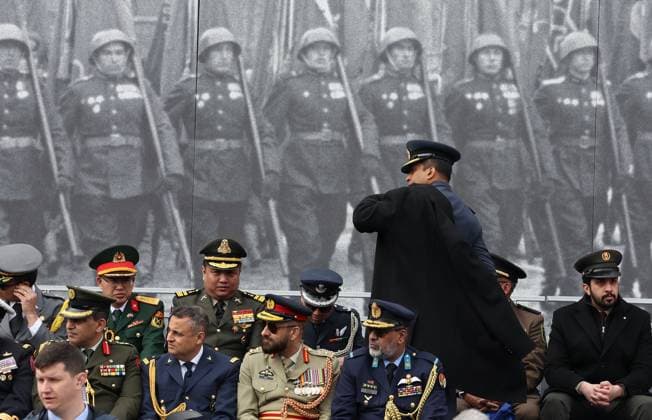 Russia WWII Victory Day Parade 9161453 09.05.2026 Foreign military officials attend a military parade on Victory Day, marking the 81st anniversary of the victory over Nazi Germany in World War Two, in Red Square, in Moscow, Russia. Alexander Kazakov Sputnik Moscow Russia  Copyright: xAlexanderxKazakovx
