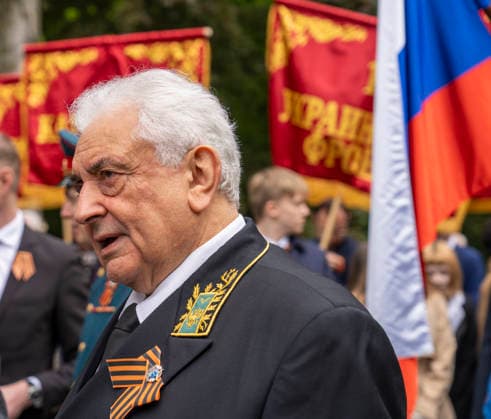 Sergei Yuryevich Nechayev, Russian Ambassador to Germany on May 9, Victory Day, at the Soviet Memorial in Treptower Park in Berlin Treptow