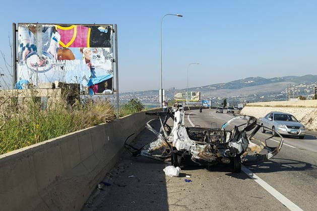 LEBANON - MAY 9, 2026: A view of a damaged vehicle after a military strike on the Mediterranean Sea coast town of Saadiyat, south of Beirut Lebanon  - ZUMAt113 20260509_zaa_t113_1455 Copyright: xAnkharxKochnevax