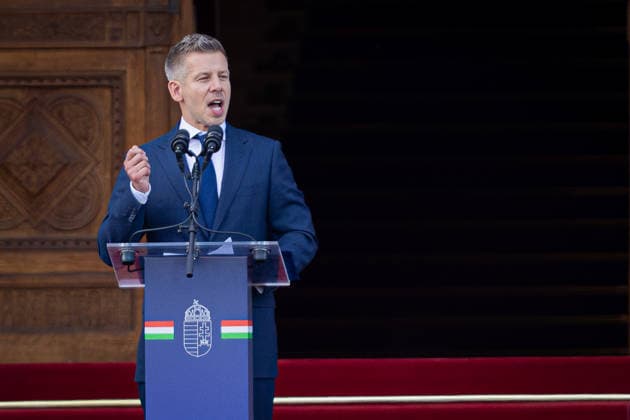 May 9, 2026, Budapest, Hungary: Speech by Peter Magyar to the people gathered in front of the Parliament building in Budapest at Lajos Kossuth Square, shortly after his inauguration. The newly sworn-in Prime Minister addressed the crowd that had gathered to hear his first words as head of government. Budapest Hungary - ZUMAl194 20260509_zip_l194_046 Copyright: xMarekxLadzinskix