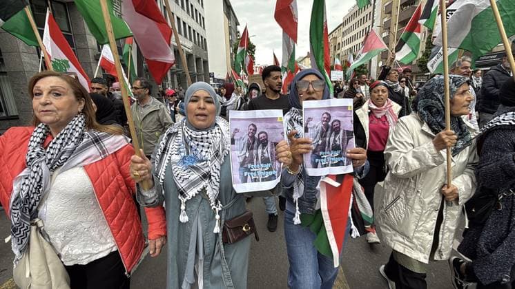 Pro-Palestine demonstration in Berlin BERLIN, GERMANY - MAY 09: Protesters gather to demonstrate solidarity with Palestine and protest against Israel s ongoing attacks on the Gaza Strip in Berlin, Germany, on May 09, 2026. Demonstrators marched through the city streets carrying Palestinian flags and banners calling for an immediate ceasefire and an end to the humanitarian crisis in Gaza. Erbil Basay Anadolu Berlin Germany. Editorial use only. Please get in touch for any other usage.  Copyright: x2026xAnadoluxErbilxBasayx