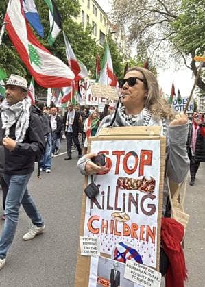 Pro-Palestine demonstration in Berlin BERLIN, GERMANY - MAY 09: Protesters gather to demonstrate solidarity with Palestine and protest against Israel s ongoing attacks on the Gaza Strip in Berlin, Germany, on May 09, 2026. Demonstrators marched through the city streets carrying Palestinian flags and banners calling for an immediate ceasefire and an end to the humanitarian crisis in Gaza. Erbil Basay Anadolu Berlin Germany. Editorial use only. Please get in touch for any other usage.  Copyright: x2026xAnadoluxErbilxBasayx