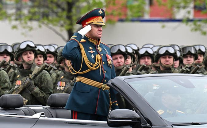 Russia WWII Victory Day Parade 9161805 09.05.2026 Parade commander, Colonel General Andrei Mordvichev takes part in a military parade on Victory Day, marking the 81st anniversary of the victory over Nazi Germany in World War Two, in Red Square, in Moscow, Russia. Yuri Kochetkov Sputnik Moscow Russia  Copyright: xYurixKochetkovx