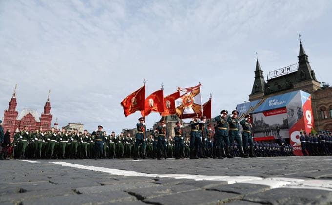 May 9, 2026, Moscow, Moscow Oblast, Russia: Russian soldiers march in formation during the annual Victory Day parade marking the 81st anniversary of the victory over Nazi Germany in World War Two, at Red Square, May 9, 2026 in Moscow, Russia. Moscow Russia - ZUMAp138 20260509_zaa_p138_033 Copyright: xKremlinxPool RussianxGovernmentx