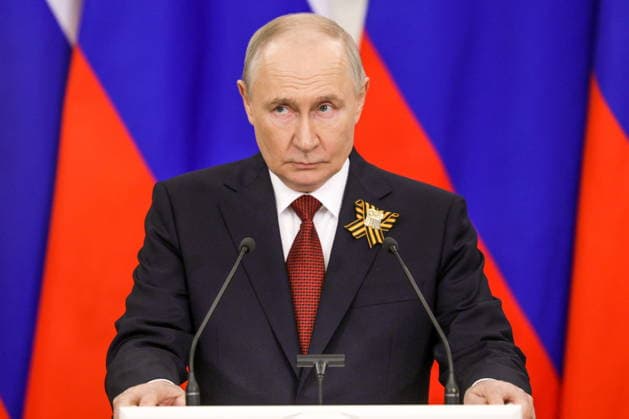 RUSSIA, MOSCOW - MAY 9, 2026: Russia s President Vladimir Putin talks to journalists at the Moscow Kremlin. Gavriil Grigorov Russian Presidential Press and Information Office TASS  92241732
