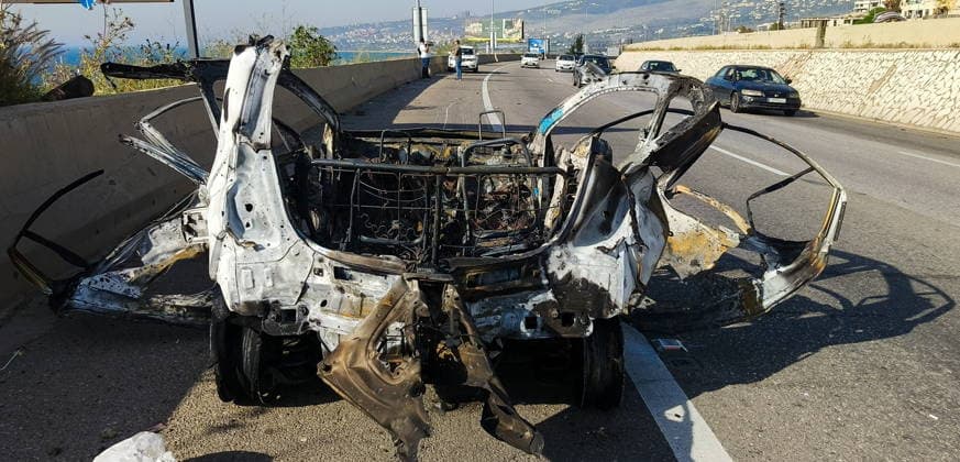 LEBANON - MAY 9, 2026: A view of a damaged vehicle after a military strike on the town of Saadiyat Lebanon  - ZUMAt113 20260509_zaa_t113_1742 Copyright: xAnkharxKochnevax