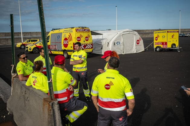 Preparations are underway at Granadilla Port for MV Hondius TENERIFE, CANARY ISLANDS, SPAIN - MAY 09: Canary Islands emergency teams deploy at the Port of Granadilla ahead of the arrival of the MV Hondius to the island of Tenerife at Granadilla port, Tenerife, Canary Islands, Spain on May 09, 2026. Andres Gutierrez Anadolu Tenerife Spain. Editorial use only. Please get in touch for any other usage.  Copyright: x2026xAnadoluxAndresxGutierrezx