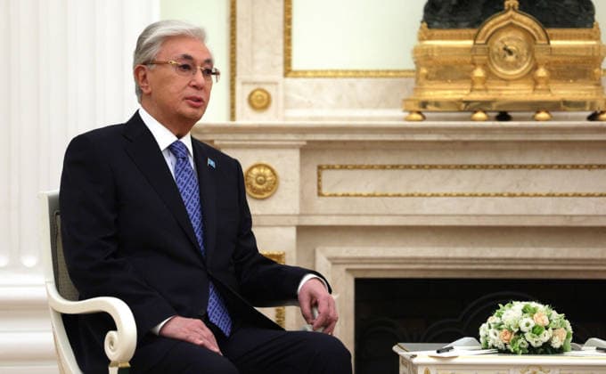 May 9, 2026, Moscow, Moscow Oblast, Russia: Kazakhstan President Kassym-Jomart Tokayev, comments during a bilateral meeting with Russian President Vladimir Putin, following the Victory Day parade at the Grand Kremlin Palace, May 9, 2026 in Moscow, Russia. The annual event marked the 81st anniversary of the victory over Nazi Germany in World War Two. Moscow Russia - ZUMAp138 20260509_zaa_p138_046 Copyright: xKremlinxPool RussianxGovernmentx