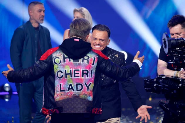 Juror Dieter Bohlen congratulates candidate Menowin Fröhlich on winning the 22nd season of the German singing casting show Deutschland sucht den Superstar DSDS at the MMC Studios Cologne, 09 05 2026 NRW Germany Copyright: xChristophxHardtx