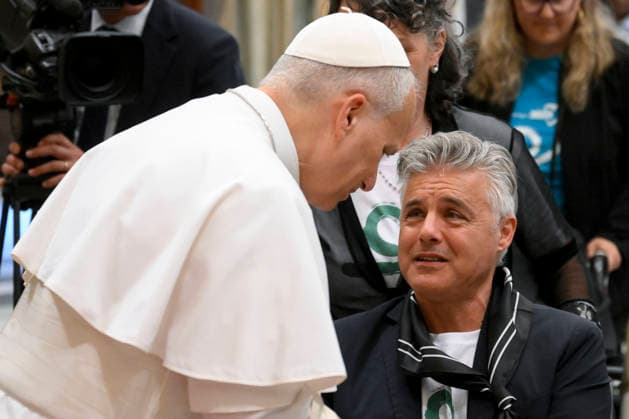 ITALY - POPE LEO XIV DURING A PRIVATE AUDIENCE WITH MEMEBERS OF THE ITALIAN AMYOTROPHIC LATERAL SCLEROSIS ASSOCIATION IN THE VATICAN - 2026 5 9 Italy, Rome, Vatican, 2026 5 9 Pope Leo XIV during a private audience with Members of the Italian Amyotrophic Lateral Sclerosis Association in The Vatican EDITORIAL USE ONLY - NO BOOKS Copyright: xVATICANxMEDIAx