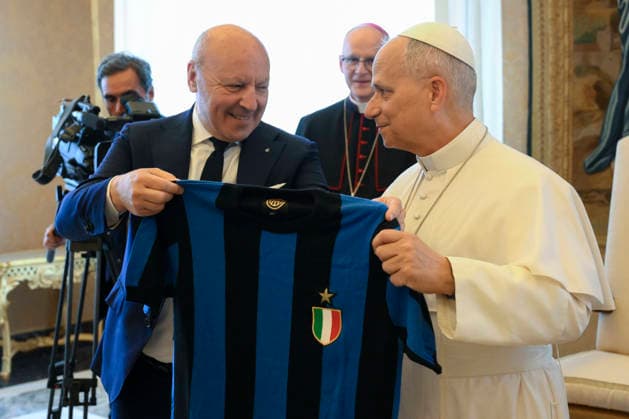 ITALY - POPE LEO XIV DURING A PRIVATE AUDIENCE WITH INTER EXECUTIVES AND PLAYERS IN THE VATICAN - 2026 5 9 Italy, Rome, Vatican, 2026 5 9 Pope Leo XIV during a private audience with Inter Executives and Players in The Vatican EDITORIAL USE ONLY - NO BOOKS Copyright: xVATICANxMEDIAx