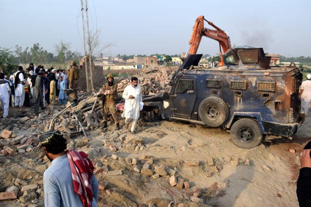 Several killed in car bomb attack at police post in Pakistan BANNU, PAKISTAN, MAY, 10: Pakistani security officials inspect the scene of an overnight car bomb attack at a police post in Bannu, Pakistan, on May 10, 2026. According to police officials, at least 12 police personnel were killed and several others injured after an explosives-laden vehicle struck the checkpoint, followed by an exchange of fire with militants in the northwestern Bannu district bordering Afghanistan. Hussain Ali Anadolu Bannu Pakistan. Editorial use only. Please get in touch for any other usage.  Copyright: x2026xAnadoluxHussainxAlix