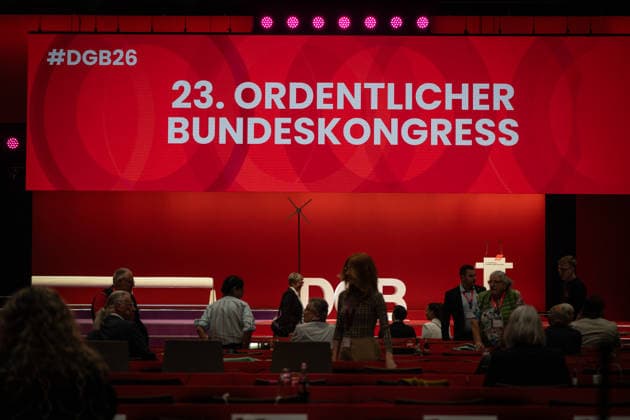View of the event hall at the Estrel Hotel shortly before the start of the Federal Congress DGB Federal Congress 2026 in Berlin German Trade Union Confederation 23 Ordinary Federal Congress, Berlin Berlin Germany Hotel Estrel
