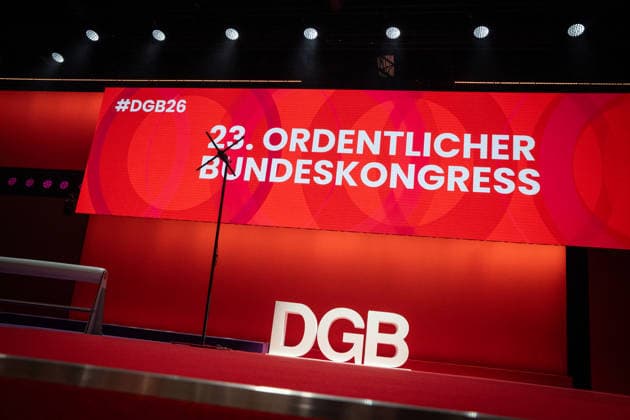 View of the event hall at the Estrel Hotel shortly before the start of the Federal Congress DGB Federal Congress 2026 in Berlin German Trade Union Confederation 23 Ordinary Federal Congress, Berlin Berlin Germany Hotel Estrel