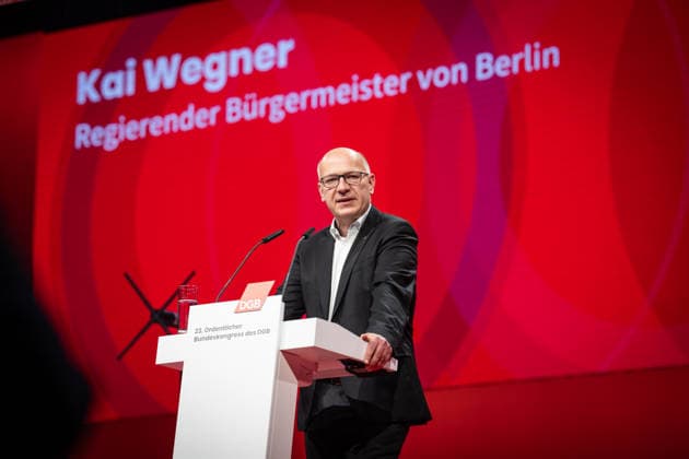 Kai Wegner, Governing Mayor of Berlin, during his welcoming speech at the opening of the Federal Congress DGB Federal Congress 2026 in Berlin German Trade Union Confederation, Berlin Berlin Germany Hotel Estrel