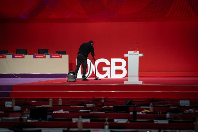 View of the event hall at the Estrel Hotel shortly before the start of the Federal Congress DGB Federal Congress 2026 in Berlin German Trade Union Confederation 23 Ordinary Federal Congress, Berlin Berlin Germany Hotel Estrel
