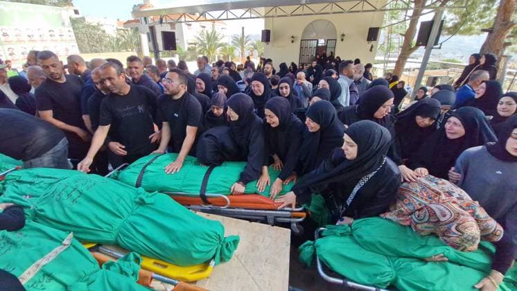 Funeral held in southern Lebanon for 7 people who lost their lives after an Israeli attack SIDON, LEBANON - MAY 10: Relatives mourn during the funeral ceremony held for seven people, including a child, who were killed in an Israeli strike targeting the town of Al-Saksakiyyeh in Sidon, Lebanon on May 10, 2026. Mohammad Abushama Anadolu Sidon Lebanon. Editorial use only. Please get in touch for any other usage.  Copyright: x2026xAnadoluxMohammadxAbushamax